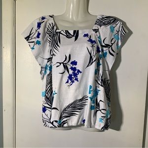 Liz Claiborne White Palms Short Sleeve Shirt Size PXL